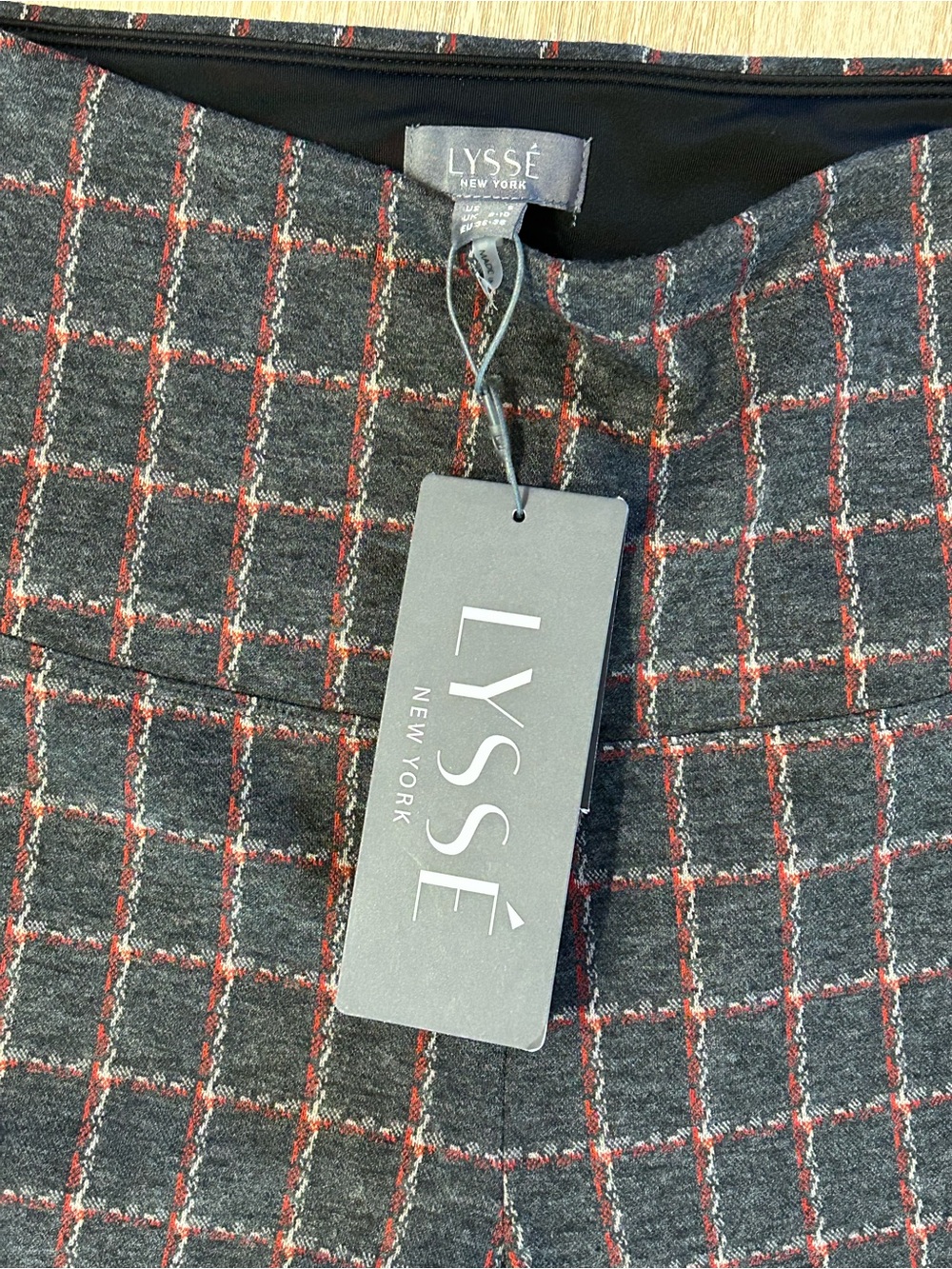 LYSSE Charcoal Gray Plaid Pants